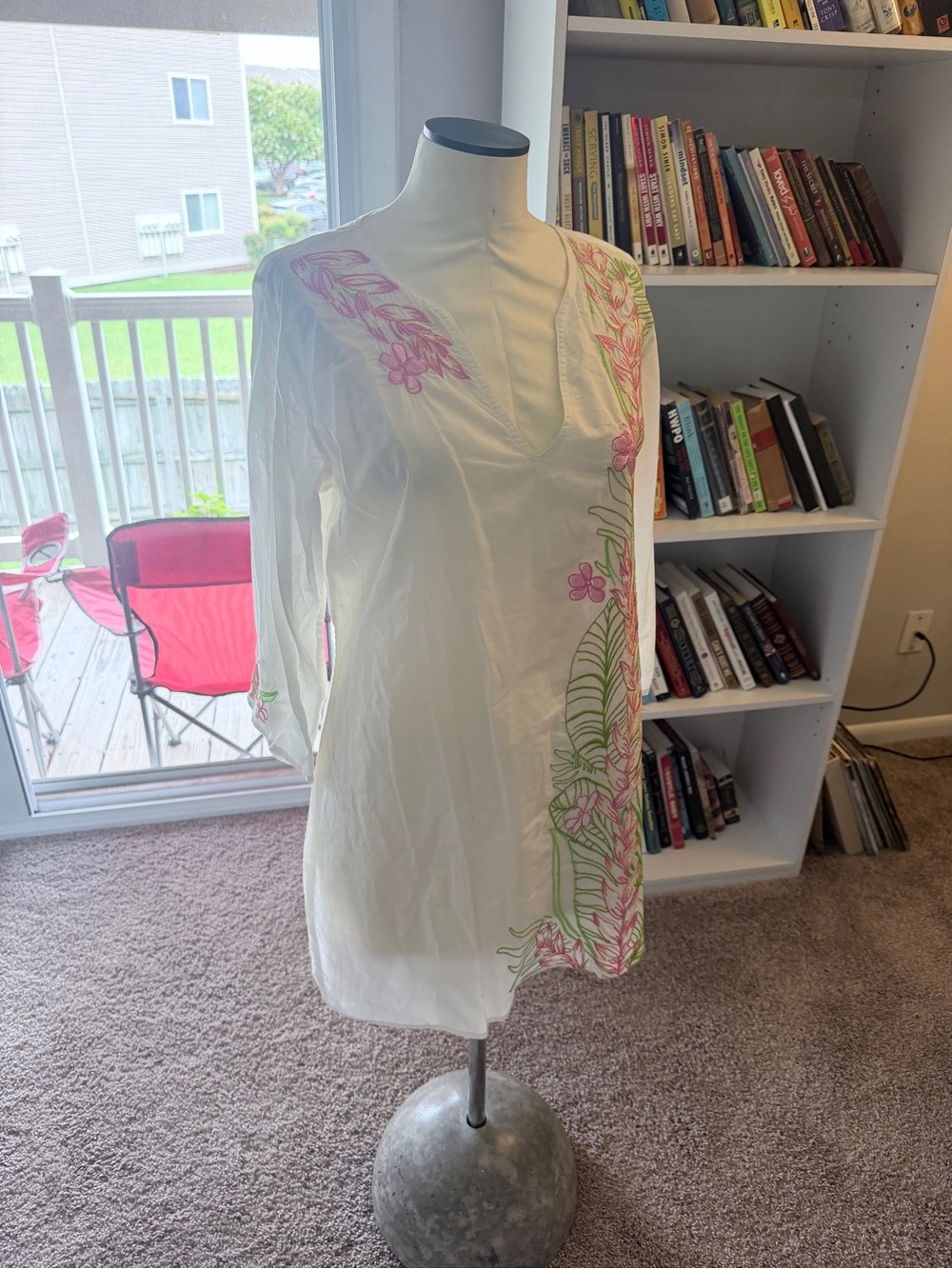 Lilly Pulitzer White Embroidered Tropical Tunic Cover-Up Dress | Size Small - Picture 6 of 7